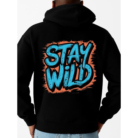 Stay Wild Hoodie hoodies & sweatshirt funny humor men funny hoodies black All-Season Fitness Top, Sleek Sporty Look, Durable Sportswear elegant vintage wife Basic Unisex hoodie