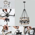 thumbnail image 3 of LNC 5-light Farmhouse Wood Drum Chandelier for Kitchen Island,Weathered White Wood & Black, 3 of 5