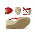 thumbnail image 2 of BLISSFUL STEP Platform Espadrilles Ankle Tie Wedge Sandals for Women Red 6, 2 of 4