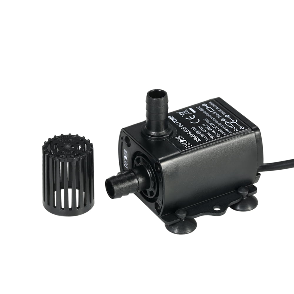 Brushless DC Submersible Water Pump DC12V 10W Operate Inside/Outside Cold or Hot Water,Low Noise Low Power Consumption 