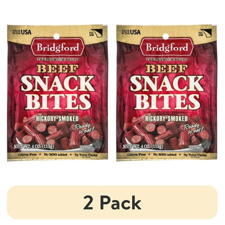 (2 pack) Bridgford Beef Snack Bites Hickory Smoked, 4.0 oz
