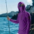 thumbnail image 6 of Havenx Mens UPF 50+ Fishing Shirts Long Sleeve Uv Protection Shirt with Zip Pockets Quick Dry Hooded Hoodie Shirt with Mask Outdoor Fishing Lightweight Casual Summer Blouses,Purple 2XL, 6 of 6