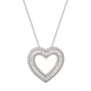Brilliance Fine Jewelry Sterling Silver Simulated Diamond Heart Pendant, 18" Chain