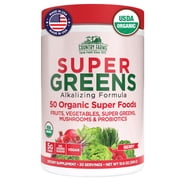 Country Farms Organic Super Greens Powder, Daily Greens Drink Mix with 50 Organic Superfoods, Fruits, Vegetables, Fiber, Mushrooms & Probiotics for Gut Health, Digestion & Energy Support, Berry Flavo
