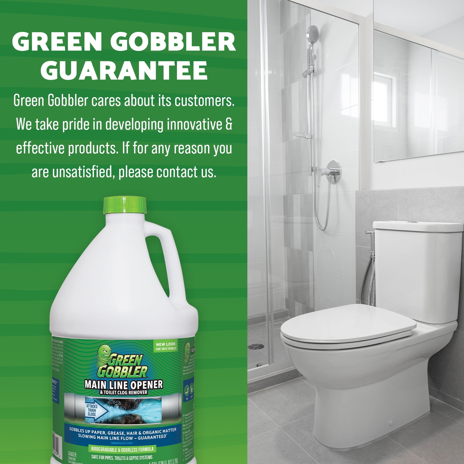 Green Gobbler Main Line Opener & Toilet Clog Remover - 1 gl (3.78 lt)