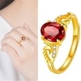 thumbnail image 2 of Small And Exquisite Gold Plated Ring Garnet Ring Open ​​ring Garnet Ring, 2 of 8