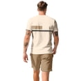 thumbnail image 5 of Sewkxo Men's Summer Casual 2 Piece Crew Neck Outfits Short Sleeve Shirt and Shorts Sets Beach Vacation,Khaki M, 5 of 7