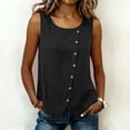 thumbnail image 7 of akafmk Women's Linen Sleeveless Shirts Fashion Button Crew Neck Soft Loose Summer Tank Tops, 7 of 7
