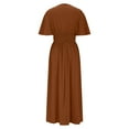 thumbnail image 4 of Zpanxa Ruched Back Dress Women Elegant Maxi Flutter Sleeve High Slit Evening Gown Formal Long Dress, 4 of 7