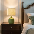 thumbnail image 4 of KAWOTI 17.75''  Green Ceramic Table Lamp, Rustic Farmhouse Bedside Table Lamp for Living Room Bedroom with Beige shade, 4 of 8