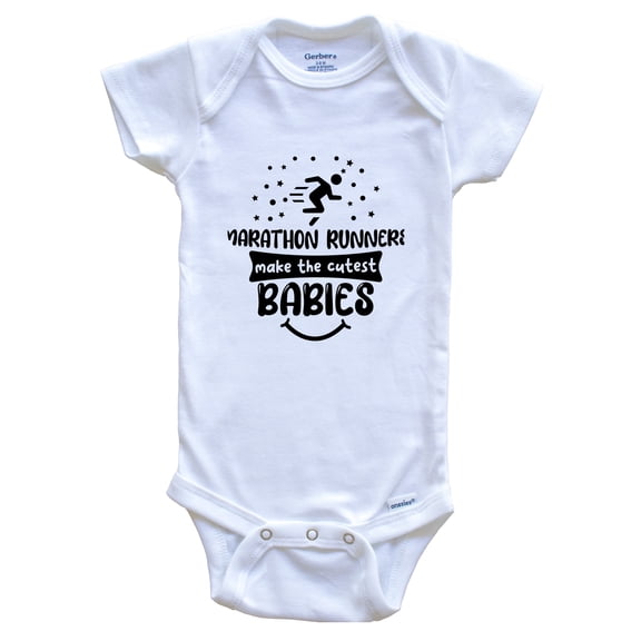 Marathon Runners Make the Cutest Babies Funny Runner Baby Bodysuit, 0-3 months white