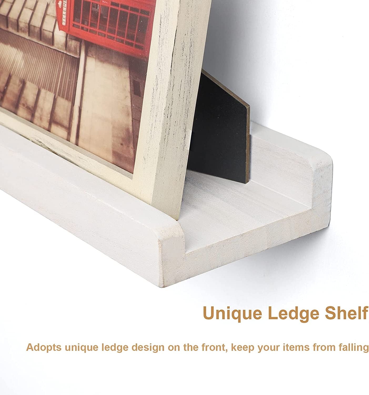 Sfugno Floating Ledge Shelves Rustic Wood Wall Shelf Set of 3 for Storage and Display 16.9 inch Vintage,White