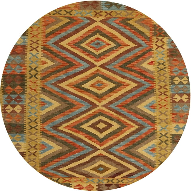 Ahgly Company Indoor Round Contemporary Mahogany Brown Southwestern Area Rugs, 6' Round