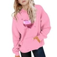 thumbnail image 4 of Kids Girls Valentine Heart Hoodie Pullover, Pink Soft Graphic Sweatshirt with Metallic Stars 3-14 Years,Size 9-10 T, 4 of 5