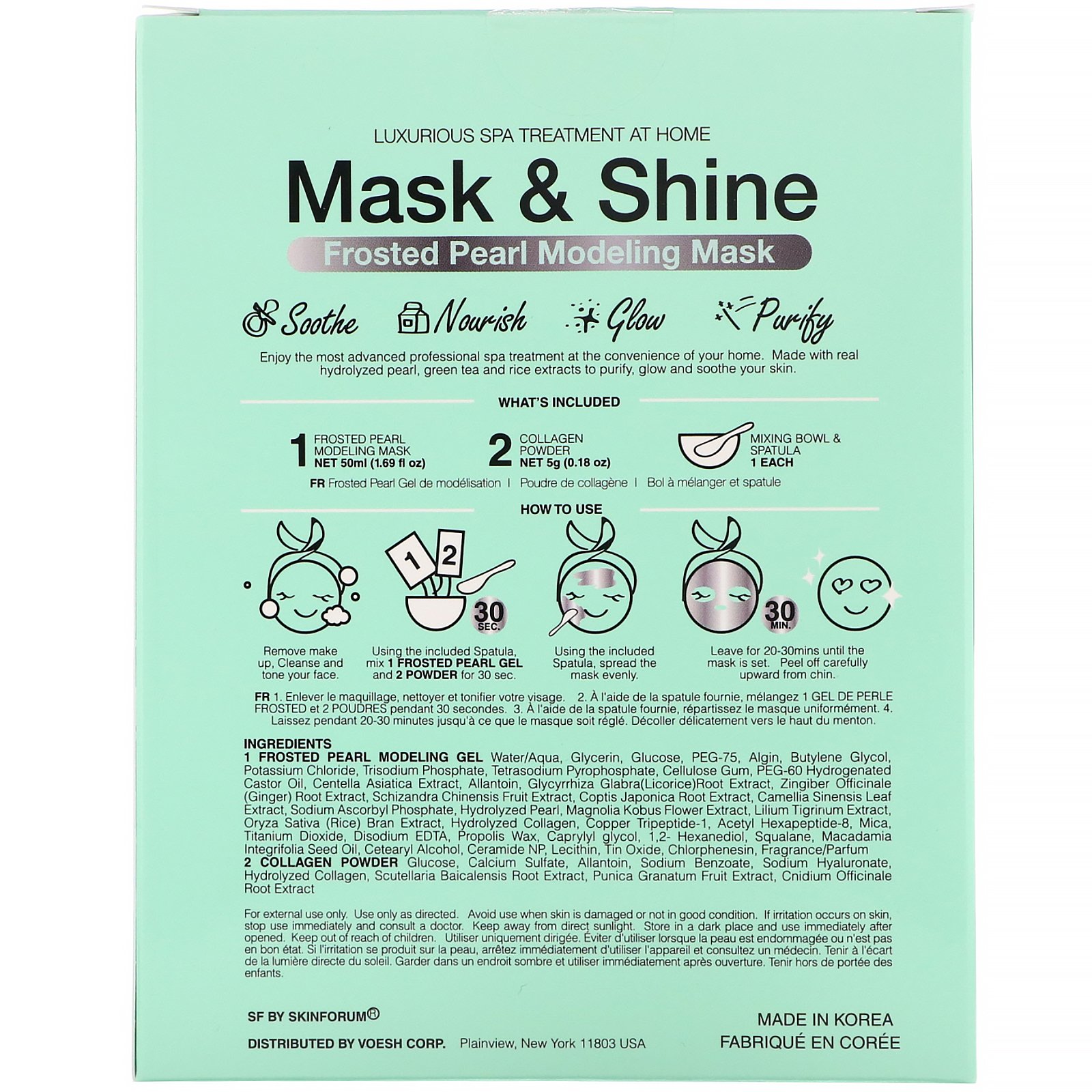 SFGlow Mask u0026 Shine, Frosted Pearl Modeling Beauty Mask, 4 Piece 