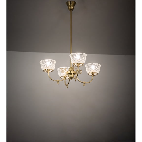Meyda Tiffany 241993 Revival Gas And Electric 4 Light 28" Wide Chandelier - Brass