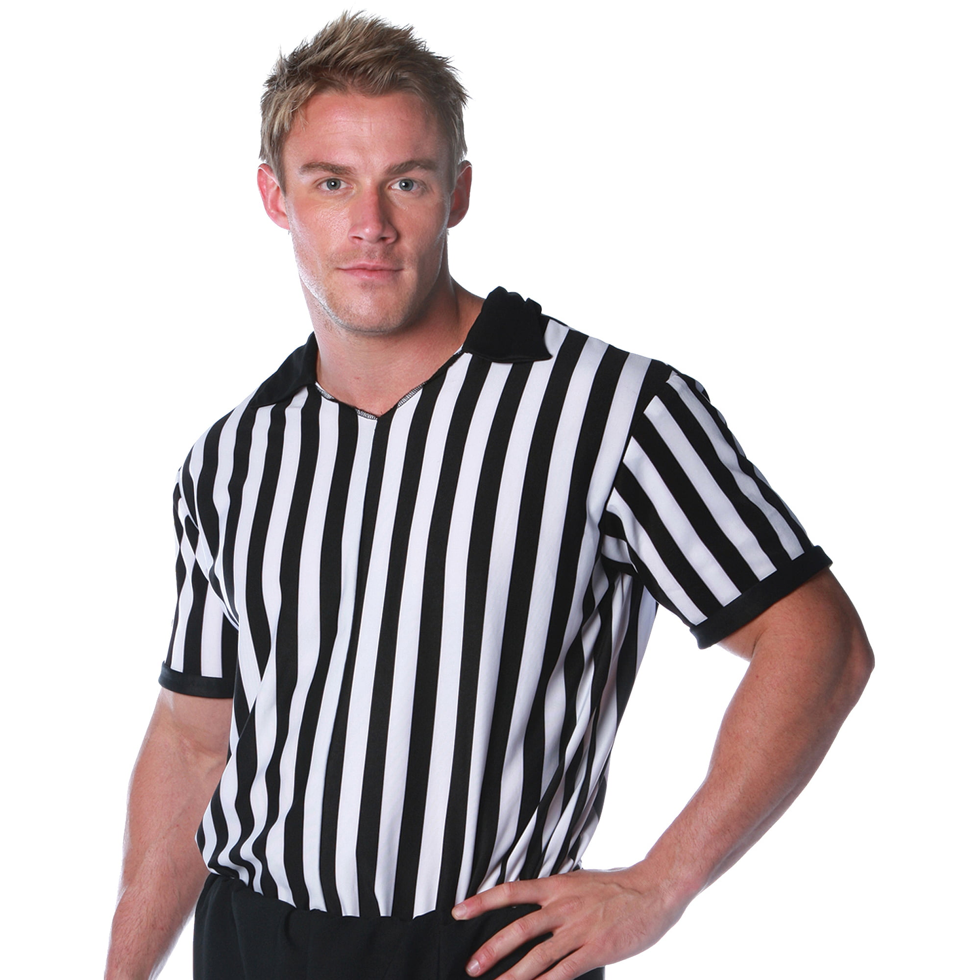 Referee Adult Black and White Costume Shirt and Hat Standard Size Adult