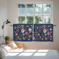 thumbnail image 4 of Navy Blue Flowers Tier Curtains, Spring Vintage Floral Leaves Farmhouse Light Filtering Kitchen Curtains, 2Pcs Rod Pocket Half Window Treatments Panels for Sink Cafe Cabinet Camper 27.5x24 Inches, 4 of 9
