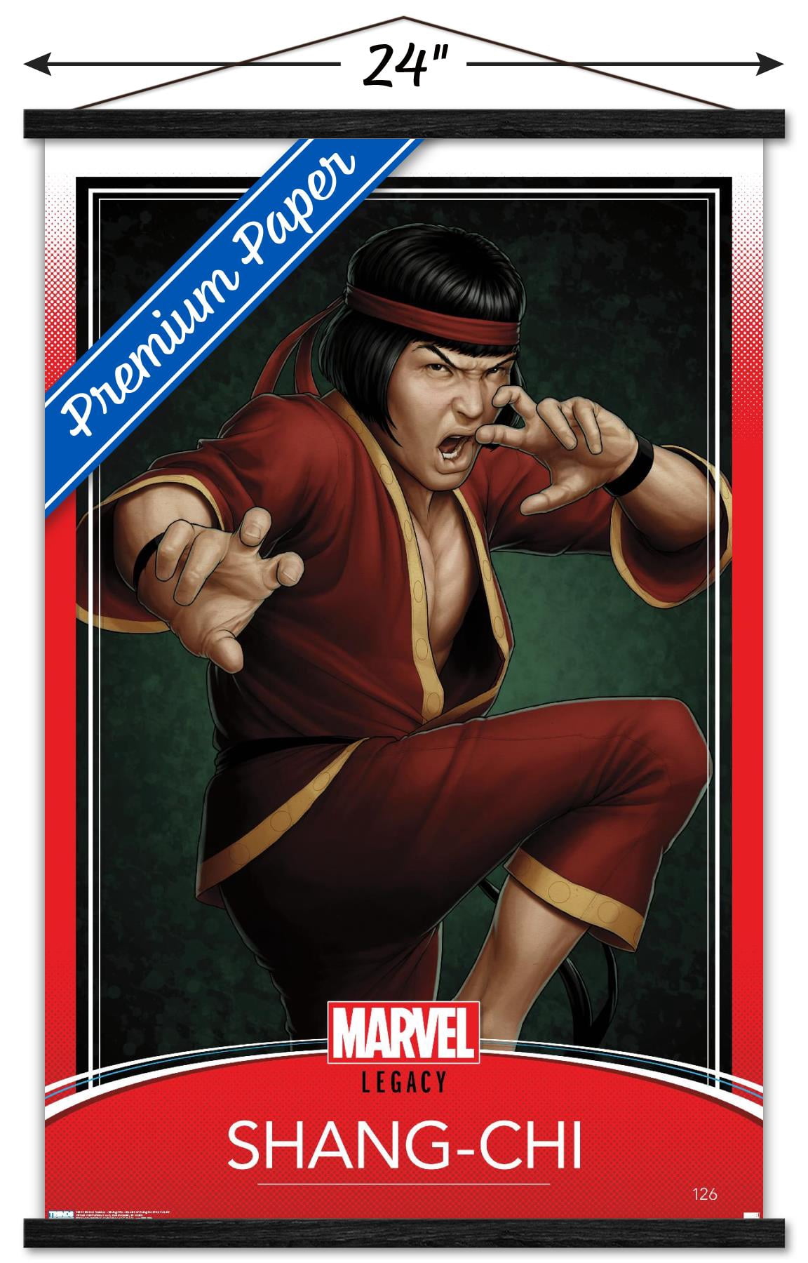 Marvel Comics - Shang- Chi - Master Of Kung Fu #126 Variant Wall Poster with Wooden Magnetic Frame, 22.375" x 34"