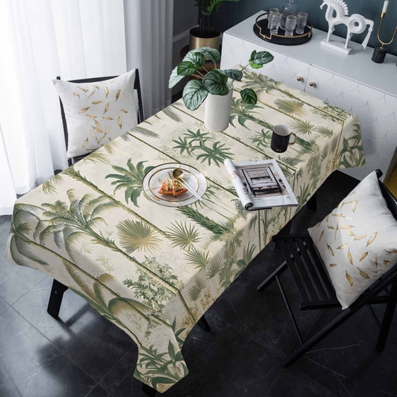 Palm Tree Tablecloth Rectangle Table Cloths 54x108 , Waterproof Tablecloth Outdoor Table Cloth, Sage Green Tropical Nature Plant Watercolor Washable Table Cover for Kitchen Dining Party