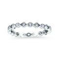 thumbnail image 2 of Simulated Cubic Zirconia Size-5 Full Eternity Stackable Ring Wedding Band 925 Sterling Silver, 2 of 7