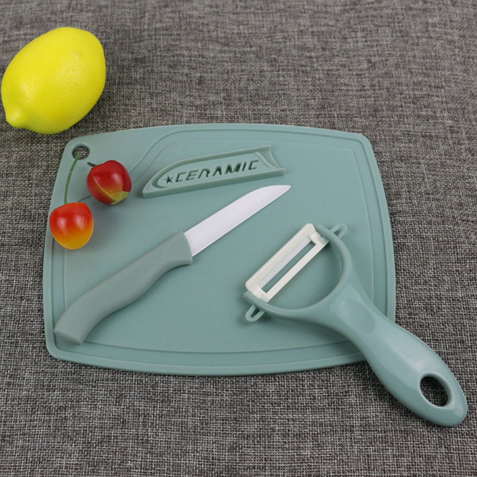 WIFKLSIIPG Ceramic Set with Fruit Vegetable Peeler Knife Mini Cutting Board Colorful Kitchen Tools 3PCS