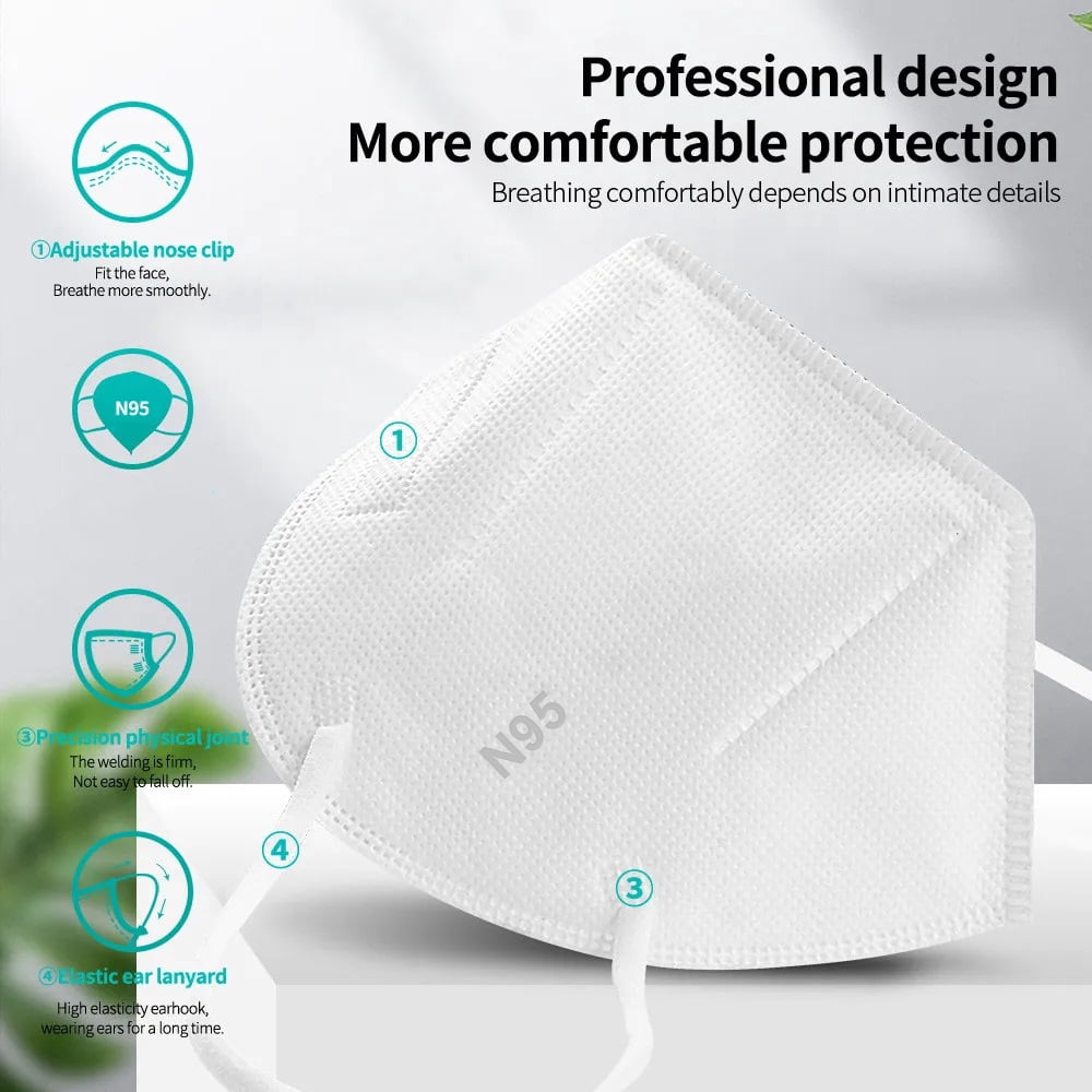 N95 Face Masks Disposable Adults - 50 Pack 5 Layer Protection Dust Breathable Comfortable Respirator Women N95 Mask Individually Wrapped
