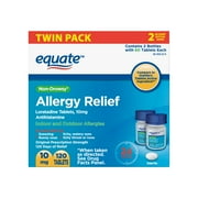 Equate Non-Drowsy Allergy Relief Loratadine Tablets, 2x60 Ct