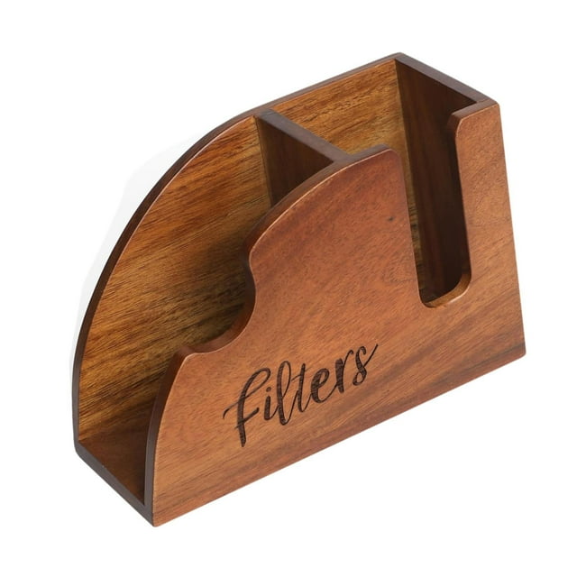 Soporte de madera para filtros de café, cono de madera, estilo vintage, creativo, organizador de caja para filtros redondos, mostrador de cafetería