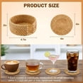 thumbnail image 2 of Handwoven Rattan Coasters Set of 6 for Drinks, Boho Wood Cup Coasters with Holder for Tabletop Protection, Vintage Coaster for Desk, Famrhouse & Hostess Gifts, 2 of 4