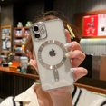 thumbnail image 6 of for iPhone 12 Mini Case Magnetic Clear with Camera Lens Protector Full Protection MagSafe Electroplated Luxury Silicone Shockproof Protective Case Cover 5.4 Inch - Silver, 6 of 11