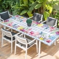 thumbnail image 2 of Spring Easter Table Cloths for 8 Foot Rectangle Tables, Watercolor Flower Eggs Berry Leaf Blue Plaid Patio Waterproof Elastic Fitted Tablecloths, Washable Rectangular Table Cover for Camping, 2 of 8
