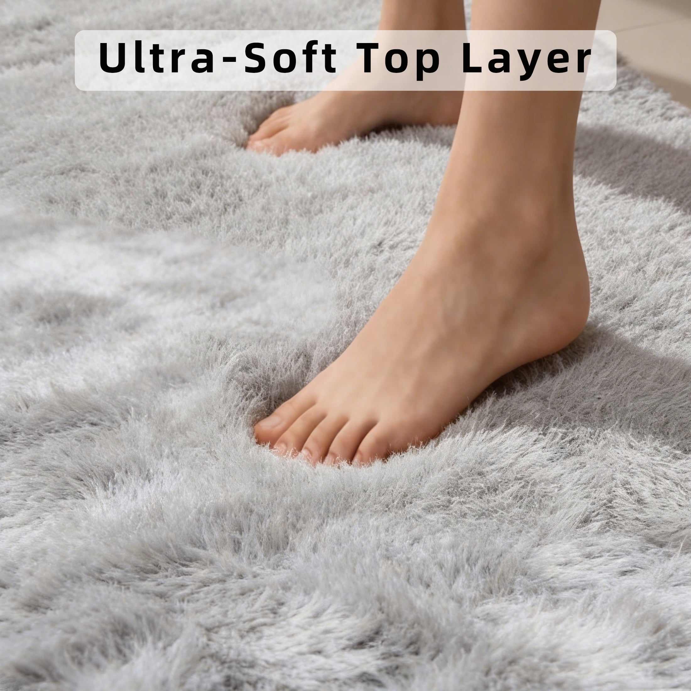 Area Rugs for Living Room Bedroom, 4'x6' Soft Fluffy Shag Indoor Floor Carpet for Living Room Bedroom Dining Room Office Home Decor, Dark Gray