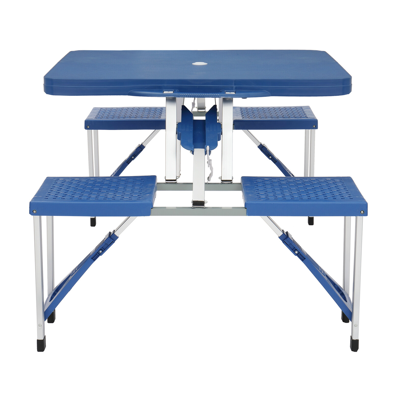 One Piece Folding Table Picnic Table Folding Camping Table Portable Picnic Table Camping Table,Lightweight Compact Aluminum Picnic Table with 4 Seats Chairs and Umbrella Hole for Outdoor Indoor,Blue - image 4 of 9