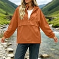 thumbnail image 5 of Women Half Zip Hooded Anorak Windbreaker Pullover Jacket with Pockets Casual Lightweight Windproof Outdoor Coat Orange, 5 of 9