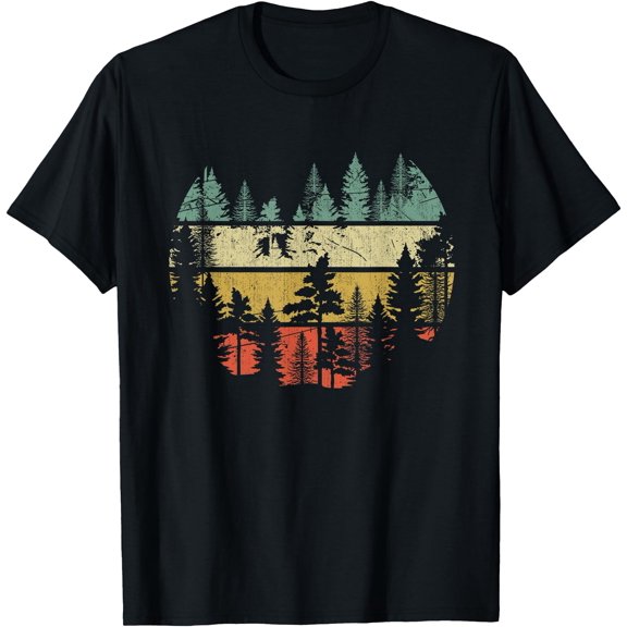 Wildlife Trees Outdoors Nature Retro Forest Unisex T-Shirt for Men Women Kids Toddler