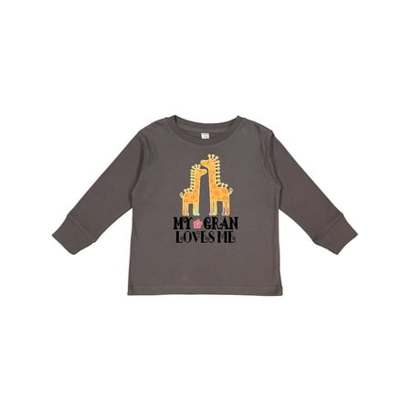 

Inktastic My Gran Loves Me Giraffe Gift Toddler Toddler Girl Long Sleeve T-Shirt