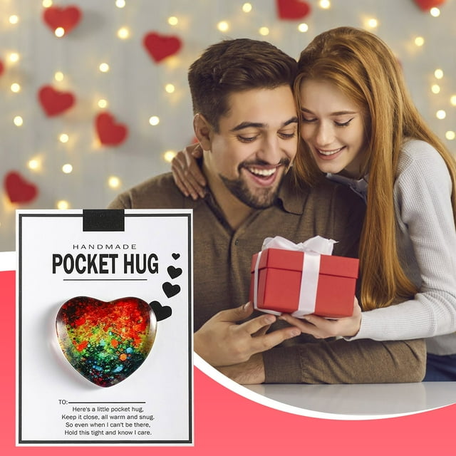Decoraciones En Forma De Corazón Regalo de bolsillo con forma de corazón de cristal con llavero, regalo de San Valentín para mamá, novia y esposa (1 unidad) JASKFLY
