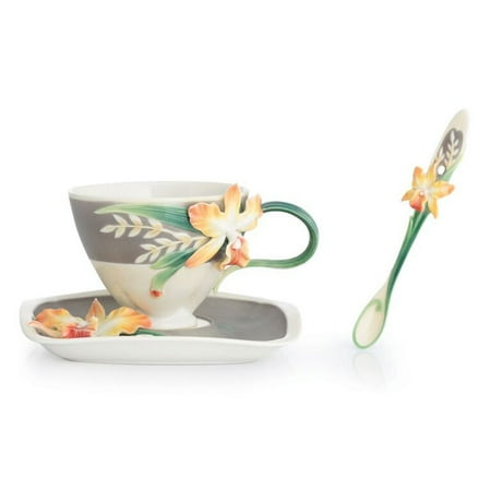 

Franz Porcelain Magnificent Cattleya Orchid Saucer Spoon Set