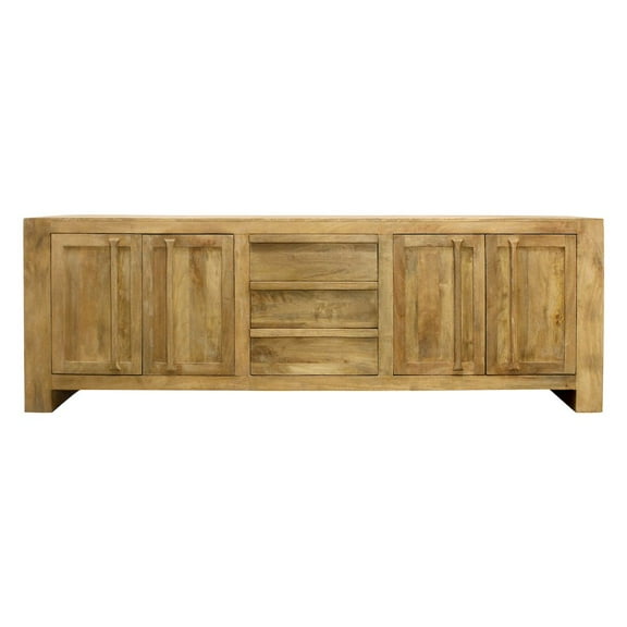 Jaden Sideboard 3 Drawers 4 Doors in Distressed Natural Finish on Solid Wood