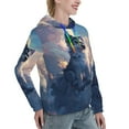 thumbnail image 2 of Yiaed Cloud Wolf Print Womens Casual Hoodies Crew Neck Long Sleeve Sweatshirts With Pocket Pullover Tops Women's Hooded Sweatshirt-Medium, 2 of 5