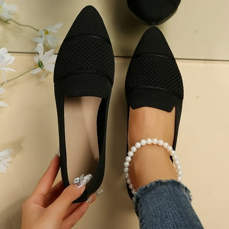 

Women s Lightweight and Comfortable Breathable Knit Point Toe Slip On Flat Shoes