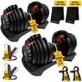 thumbnail image 1 of MotionGrey 5 to 52.5 LB Adjustable Dumbbells, Free High Strength Hand Grip and Jump Rope Included, 15 Weight Settings DumbBell, Anti-Slip Metal Handle for Exercise (Set of 2), 1 of 9