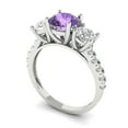 thumbnail image 2 of 1.97 ctw 3 Stone Anniversary Ring for Women | Round Cut Simulated Alexandrite | Hyperallergenic Solid 18K White Gold, 2 of 5
