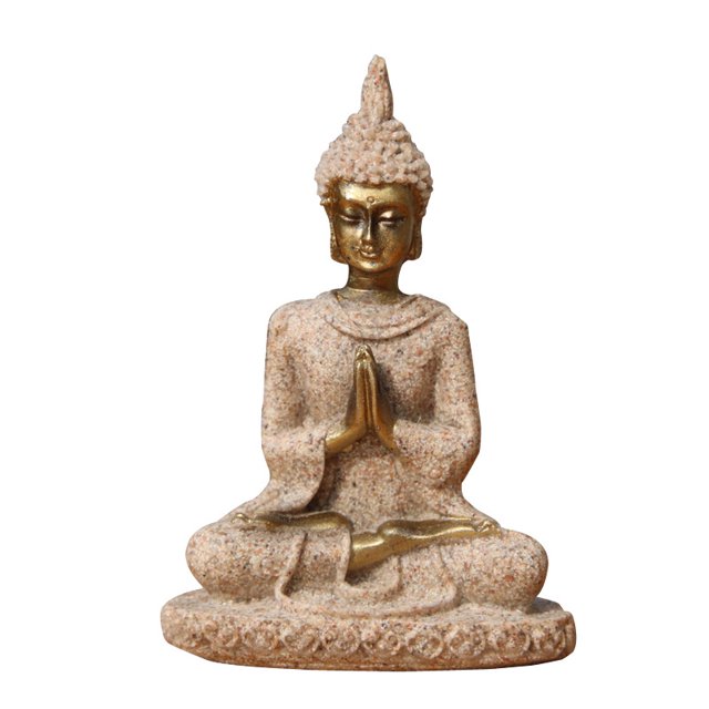 Estatua escultórica china de Buda zen sentado en resina, 7,5 cm