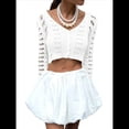 thumbnail image 2 of Blusa para Mujer con Cuello en V y Botones Recortados, Cárdigan de Punto con Mangas Largas Acampanadas. M, 2 of 8