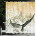 thumbnail image 4 of Ambesonne Bird Shower Curtain, Eagle Flying Mountains, 69"Wx70"L, Orange Olive, 4 of 5