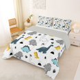 thumbnail image 2 of Homewish Cartoon Dino Queen Comforter Set,Jungle Wildlife Comforter Sets Queen,White,Light Gray Reversible,3-Piece,1 Comforter and 2 Pillowcases, 2 of 7