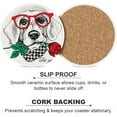thumbnail image 6 of Round Drink Coasters 2 Pcs Valentine's Day Dog with Red Rose Absorbent Ceramic Coaster with Cork Base for Coffee Cups Housewarming Gift for Home Decor, 6 of 6