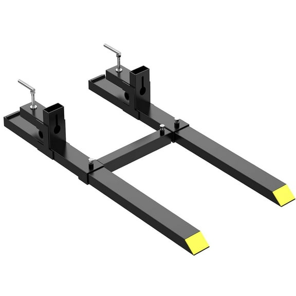 Pinypikaka Pallet Forks 43" 1500 Lbs Max, Clamp On Tractor Bucket Forks with Adjustable Stabilizer Bar, Heavy Duty Front Loader Forks, Fork Attachment for Skid Steer, Loader Bucket